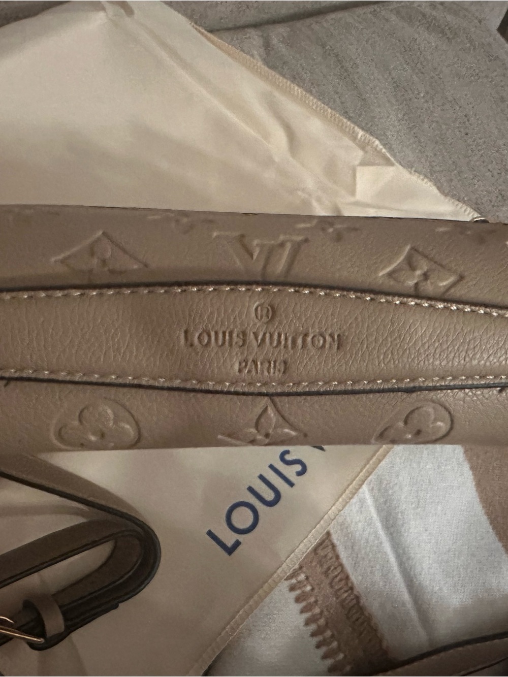Source Unknown Taupe Monogram Shoulder Bag with Gold Hardware - Picture 4 of 13